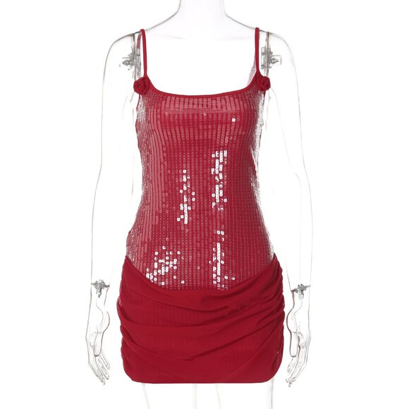 Glamorous Red Sequin Bodycon Mini Dress - Picture 4 of 6